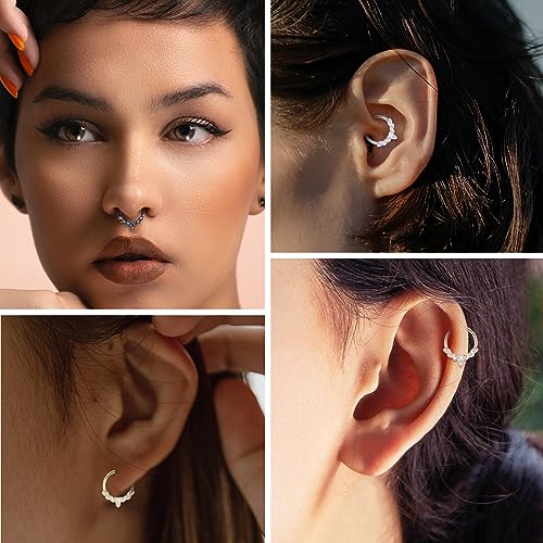 FUNLMO Septum Ring Daith Rook Helix Conch Tragus Piercing Jewelry 316L Surgical Steel Nose Ring Hoop Cartilage Earring 20G 18G 16G 14G3