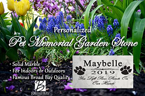 Broad Bay Dog Pet Memorial Stone Personalized Garden Plaque Solid Marble Outdoor Or Indoor Grave Marker You Left Paw Prints On Our Hearts Headstone Name #TOP1
