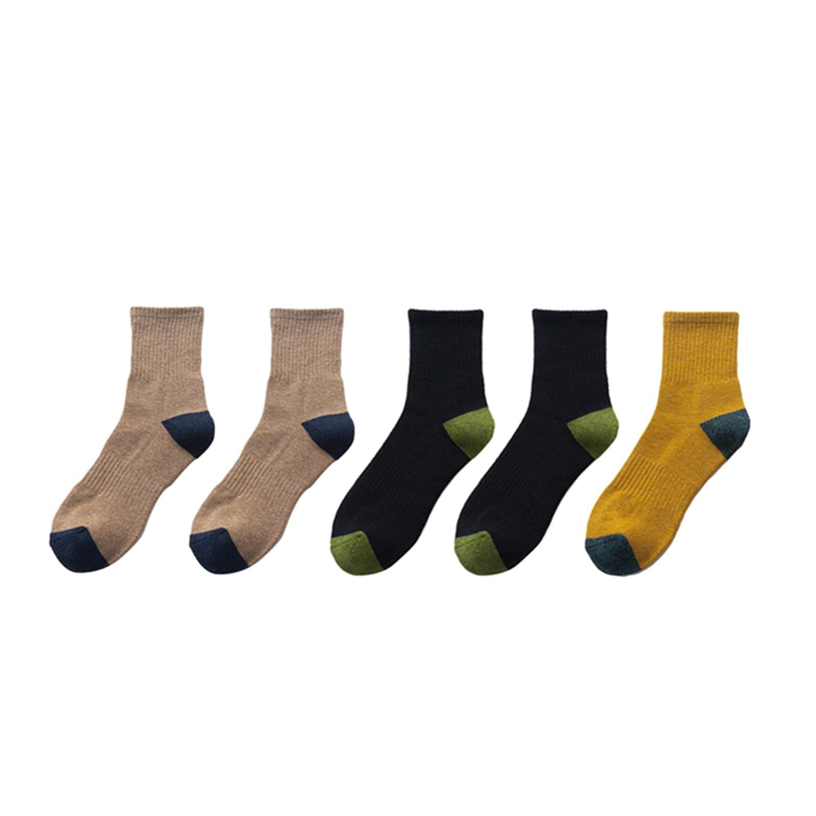 UKKO Calcetines de Hombre Calcetines De Hombre Caliente De Invierno Thicke Terry Transpirable Calcetines Casuales Masculinos-2 Coffee 2 Black 1 Turmeric