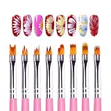 8Pcs Nail Art Pen for Professional Salons ombre nail brush and Home DIY nail art nail designs (Pink)
