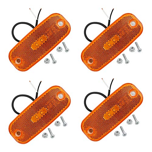 Hawkeye 4 Pcs Luz Lateral Ambarino Led Marker Lamp para Camión Remolque (ámbar, rectángulo) Cover