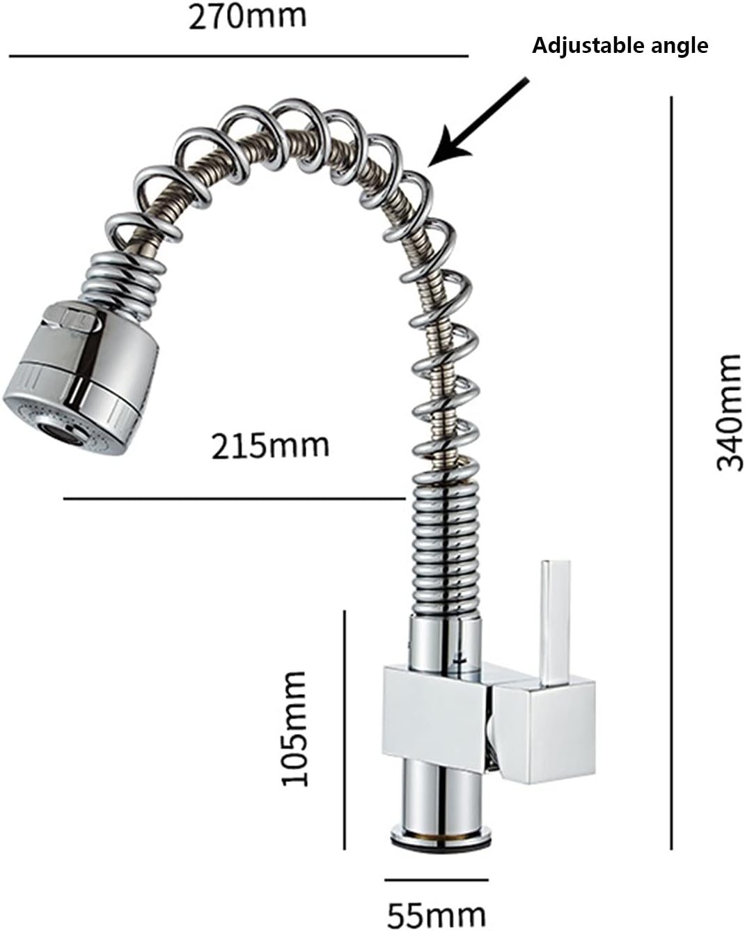 Spring Kitchen Brass Single-Handle Pull-Out Hot and Cold Water Mixer Tap, 360°Rotation Washing Vegetables Pots Sink Double Outlet Mode Faucets