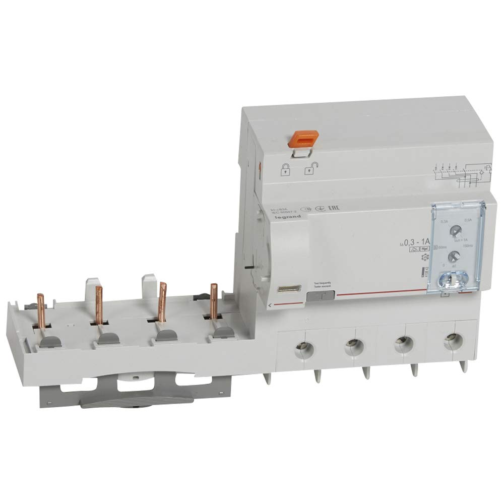 Bloc différentiel adaptable DX3 4P 400V~ - 63A - typeF réglable - pour disj 1,​5 module/​pôle