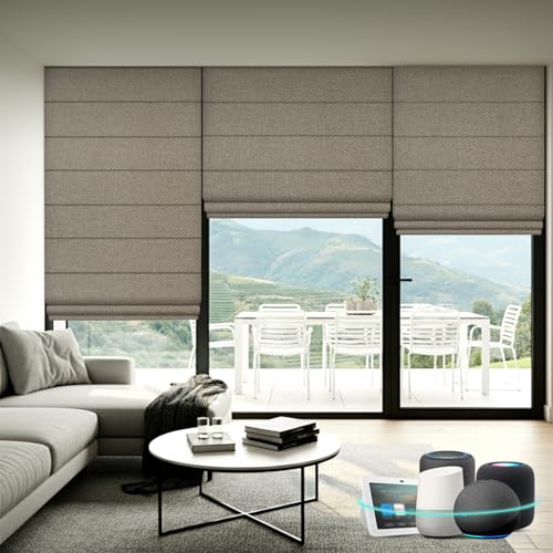 Aprilsmart Motorized Roman Shades with Voice Control