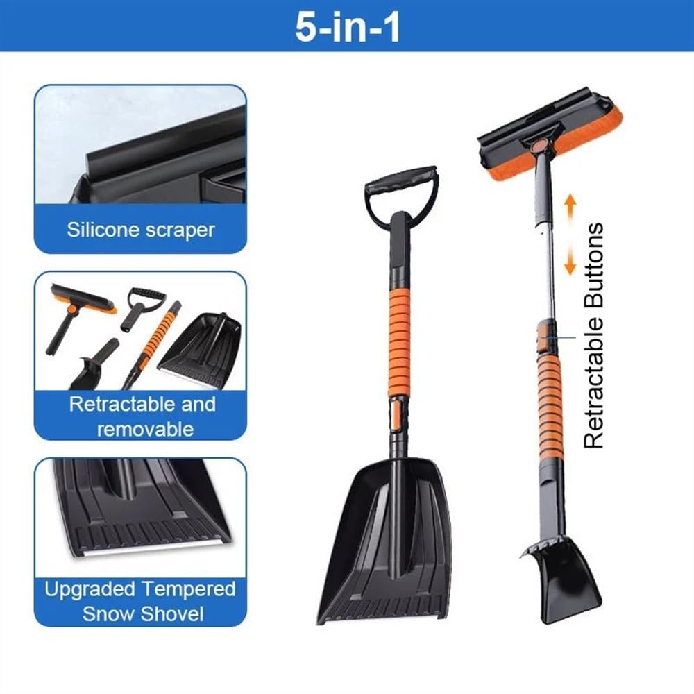 Rascador de hielo para coche 1set Hielo Coche 3 En 1 5 En 1 Retráctil Cepillo Pala Herramienta Remoción De Nieve De Invierno Pala Raspador Eliminación Hielo Auto Clean Accesorios Rascadores de hielo p