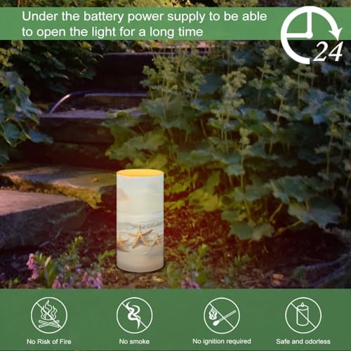 Image of Poceacles Beach Starfish Gold Flameless LED Candle Auto-Moving Wick Effect Votive Tealights Realistic Pillar Candle with Remote 4H 8H Timer Color Changing for Home Indoor Coastal Decoration