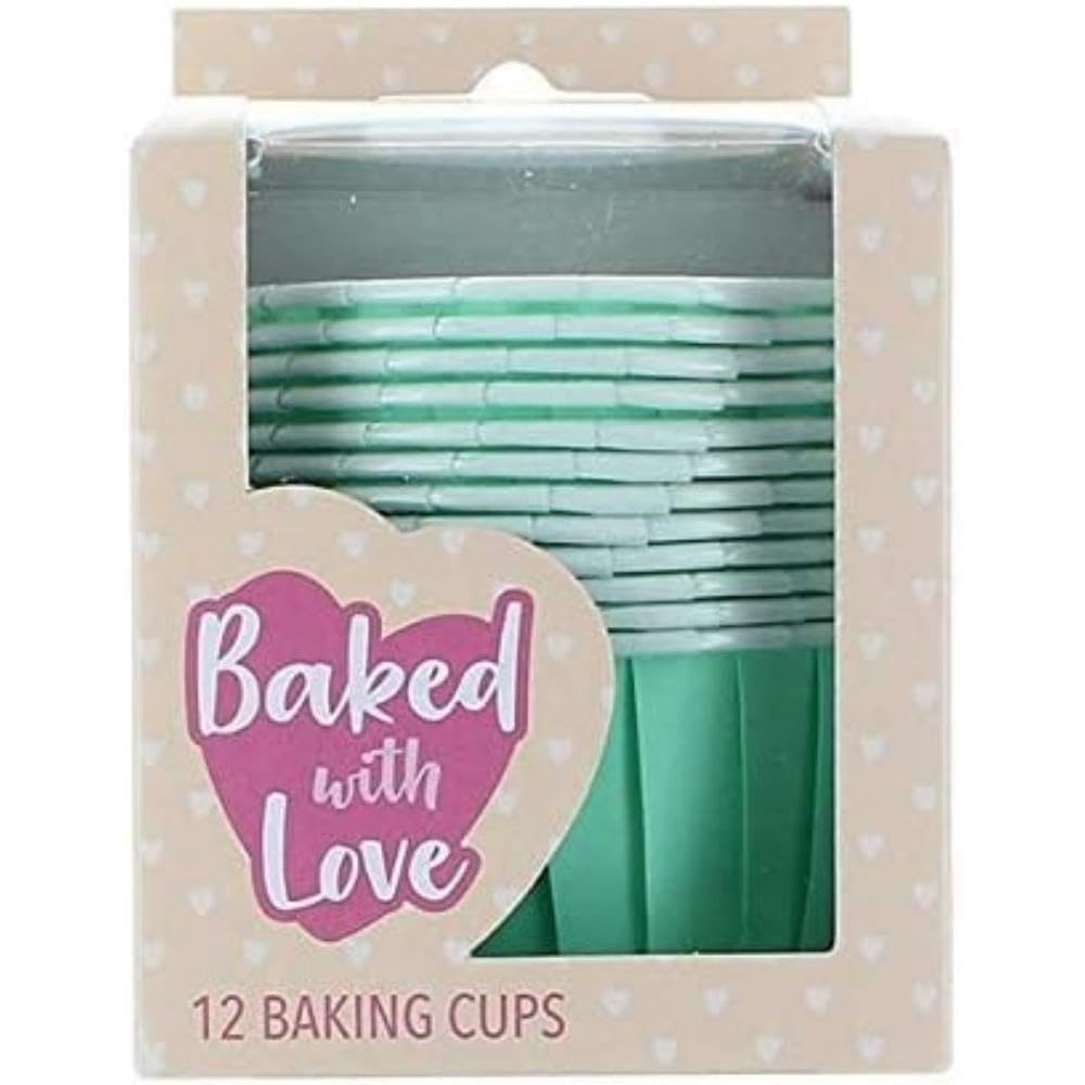 Baked with Love Aqua Baking Cups, Cupcake Cases, Greaseproof Baking Cases, Aqua - Pack of 12