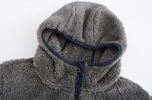 Image of Girl's Jacket Kids Full Zip Ultra Soft Sherpa Fleece Hoodie Sweatshirt