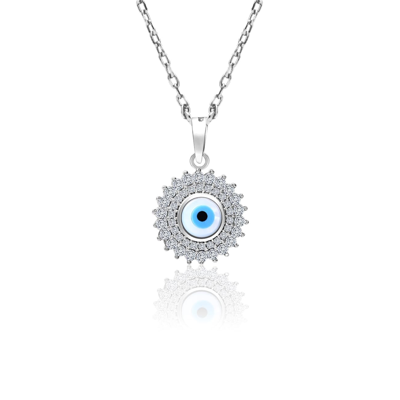 CHOTTEY LAL AND SONS Girls 925 Sterling Silver Round Cut Shape Evil Eye Solitaire Pendant With Box Chain | Silver Chain With Certificate Of Authenticity And 925 Stamp (B0CDQDTC34) Amazon Price History, Amazon Price Tracker