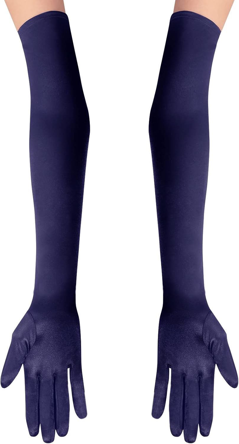 Lansian Long Opera Party Gloves for Women 1920s 20s Satin Gloves Costumes Elbow Length Bridal Evening Dress, 21 inches - Image 2