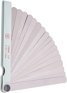Auniwaig Feeler Blade 5.91inch Length Manganese Steel Silvery Tone 0.05-1.00mm Metric Gap Measure Gauge Tool 17 Blades 1pcs