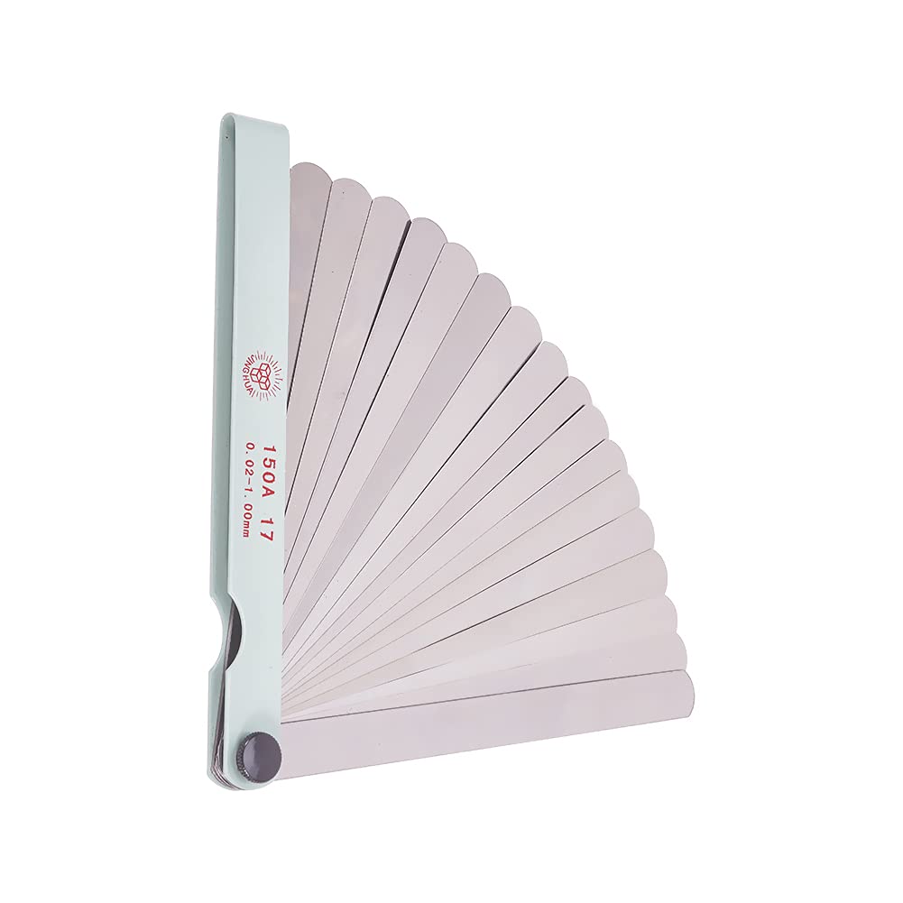 Auniwaig Feeler Blade 11.81inch Length Manganese Steel Silvery Tone 0.05-1.00mm Metric Gap Measure Gauge Tool 17 Blades 1pcs