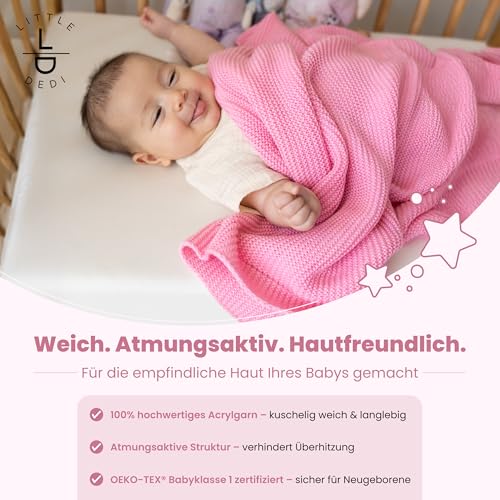 Image of Alina Soft Knit Baby Blanket 30x40 in, Pink - Oeko-Tex Certified, Breathable Swaddle & Receiving Blanket for Newborns, Crib & Stroller, Machine Washable