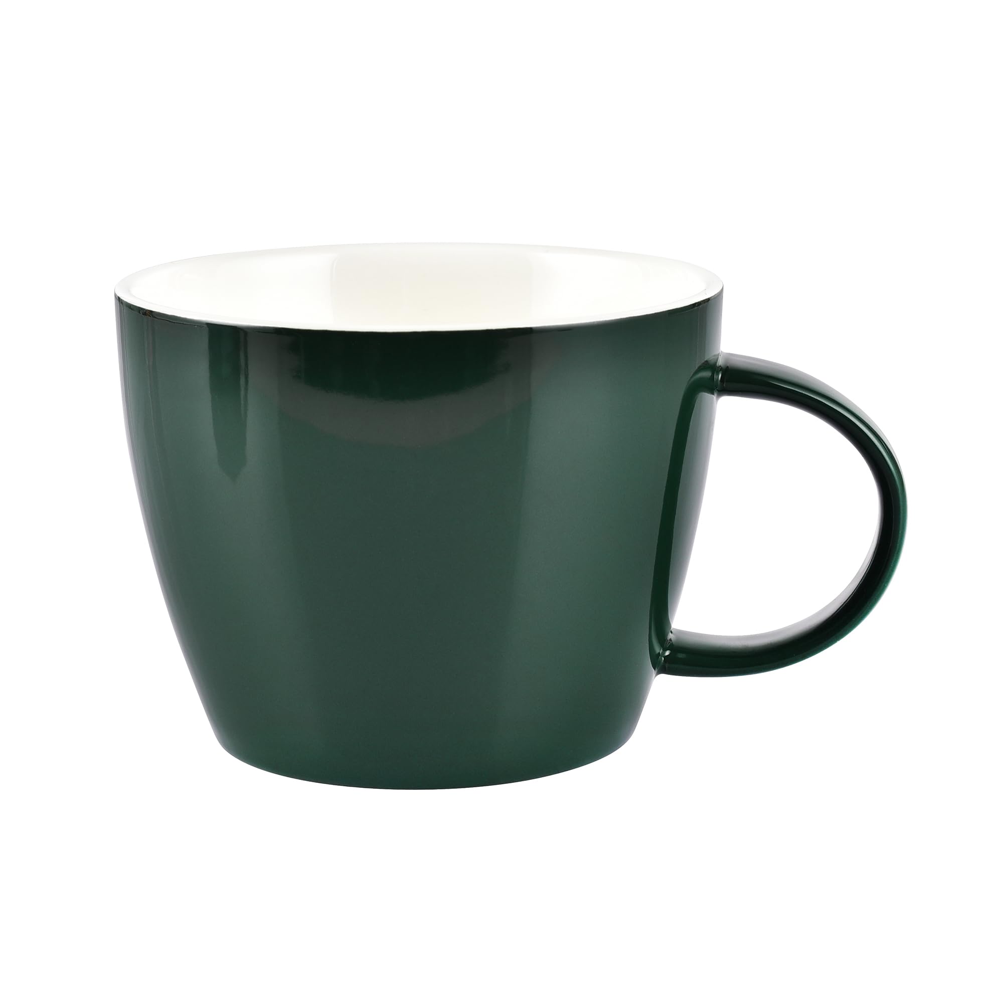 fMSDD Huge Ceramic Mug 30 Fluid Ounce for Zippy Coffee Breaks in Office or Casual Breakfasts Soup Cereal at Home, Microwave and Dishwasher Safe, White Interior with Outer Glazed Green, MBB-FMG18