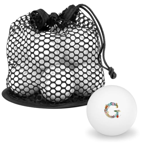 Letter G Floral Monogram Initial Novelty Table Tennis Ping Pong Ball 12 Pack with Storage Bag