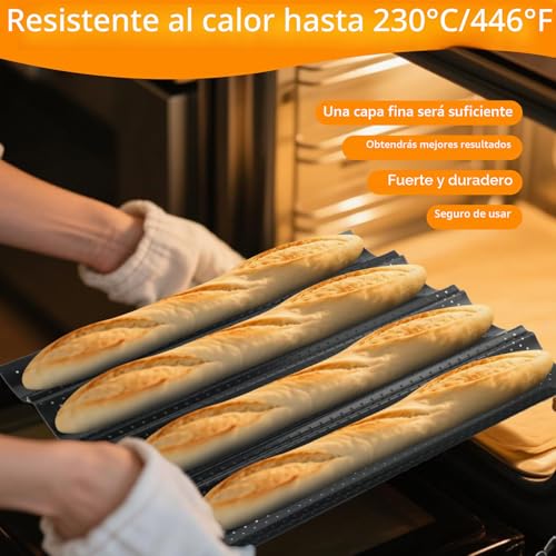 Miniatura 4 de Creszzle Molde Para Baguette Horno Antiadherente Para 4 Baguettes, Molde Para Baguette En Acero Al Carbono, Bandeja Para Baguette 38x32.5 Cm, Molde Para Panecillos Para Resultados Crujientes