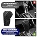 Leather Car Gear Shift Knob Cover, Durable Anti-Slip Car Gear Shift Cover Upgraded Cars Decorative Accessories Soft Breathable Shifter Stick Protector for Cars, Suvs, Trucks (Black)