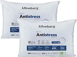 Travesseiros Altenburg Antistress, 50cm x 70cm, Kit 2 Unidades, Antialérgico, Suporte Médio