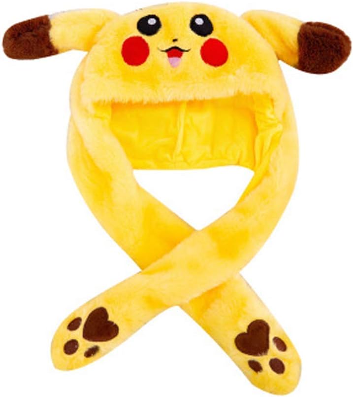 Pikachu Hat，Moving Ears Hat Plush Animal Ear Hat Moving Ears Pressing with Airbag Cap, for