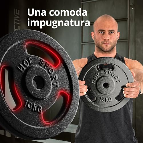 HOP-Sport® Disques de Poids en Fonte 20, 30, 40 kg au Choix, Ensemble de disques d'haltères, Set de plaques en Fonte alésage 30/31 mm pour Musculation et Haltérophilie – Image 6