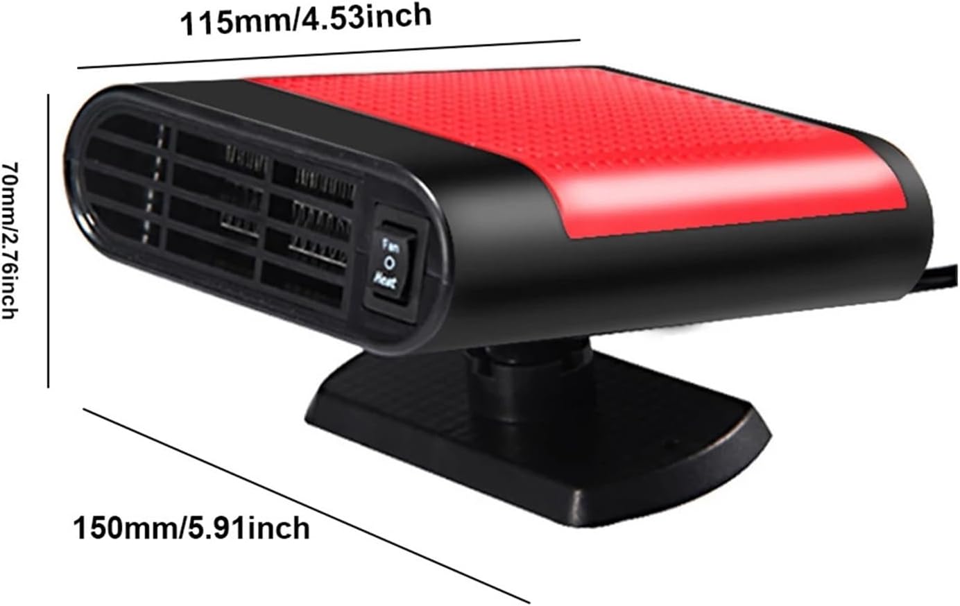 12/24V Car Heater Windscreen Defroster Demister 360 Rotating Auto Windshield Defogging Defrosting Heating Fan Anti-Fog(Red-LHD)