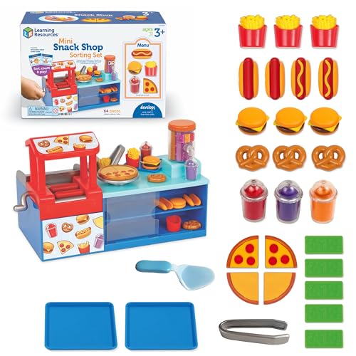 Image of Learning Resources Mini Snack Shop Sorting Set, Play Food Shop, Role Play Store, Kids Kitchen Playset Accessories, Cooking Games, Fine Motor Skills, Toddler Toys, Girl and Boy Birthday Gift
