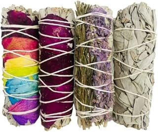 Bholi Sage Plus Sage Smudge kit Rosemary Lavender White Sage Rose with White Sage Sustainably Sourced from California Sage...