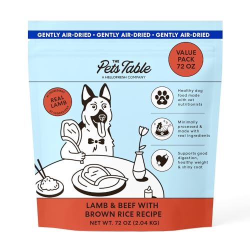 The Pets Table Air Dried Dog Food for Dogs Large, Medium and Small with Sensitive Stomachs | Puppy Dog Food, Adult Dog Food, Senior Dog Food | Lamb & Beef with Brown Rice 4.5 lbs / 72 oz Bag