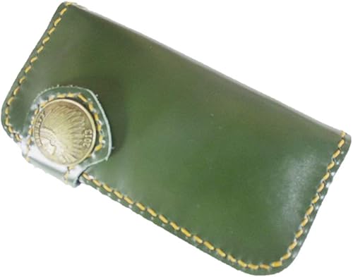 Amazon 本革 ヌメ革 長財布 インディアンコンチョ 革財布 牛革 レザーウォレット メンズ 日焼け 経年経過 エイジング 肌色 無染色 金運アップ グリーン 財布