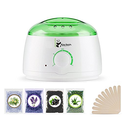 Karlash Wax Warmer Hair Removal Kit with Hard Wax Beans and Wax Applicator Sticks (Warmer w/4 Pc Wax)