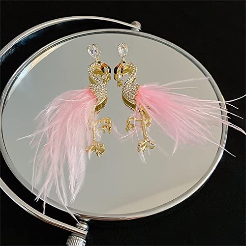 Flamingo Dangle Earrings for Women.Feather Tassel Drop Earrings Elegant Crystal Birds Earrings Fashion Jewelry Gifts for Women4