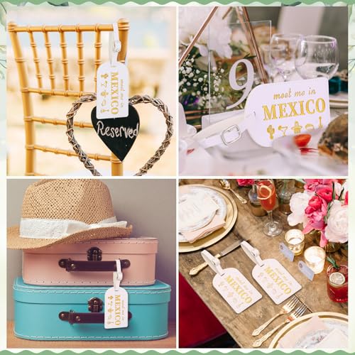 8 Pcs Mexico Leather Luggage Tags Bulk Wedding Favor Bridesmaid Proposal Gifts Meet Me in Mexico Luggage Tags for Bridal Shower Bachelorette Travel Bridesmaid Gifts(White)4