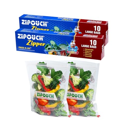 Image of Zip Lock Bag with Zipper | Large Pack of 2 (20 Bags, 42x38 cm) | Ziplock Bags for Fridge & Travel Packing | Zipper Pouch & Zip Lock Covers for Food, Vegetables & Kitchen Storage