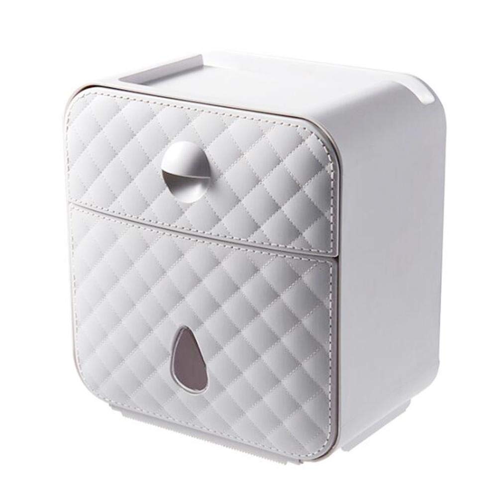 CMBSSTFC Portarrollos de baño Autoadhesivo para Montaje en Pared con Cubierta Antipolvo Impermeable, Caja de Almacenamiento para Rollo y Papel Plegable