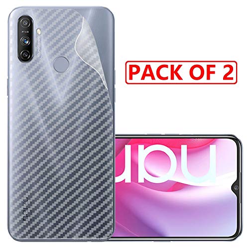 Image of Compatible with (Pack of 2) Oppo Realme Narzo 20A Back Screen Protective Film Carbon Fiber Skin Transparent Screen Guard Sticker