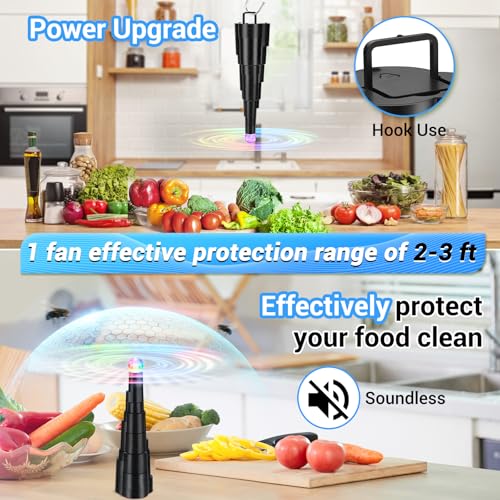Fly Fans for Tables, Rechargeable Food Fans Outdoor&Indoor Dining, 4-Pack by LEOFI - Used condition - Image 3