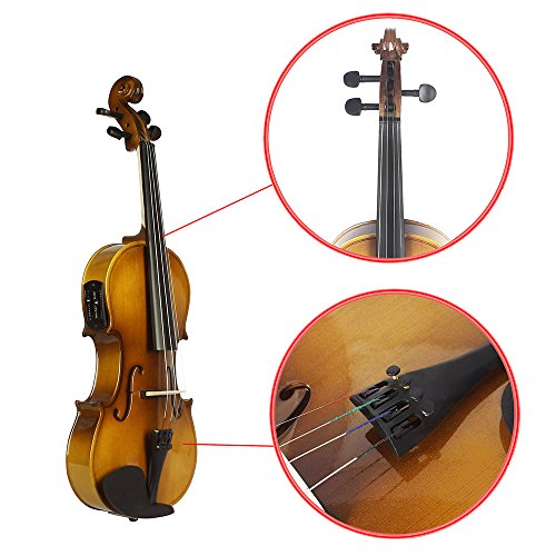 Eryue 4/4 Full Size Acoustic Eq Electric Violin Fiddle Kit Solid Wood Spruce Face Board With Bow Hard Case Shoulder Rest O Cable Extra Strings Clean Cloth Retro Sunset #TOP5