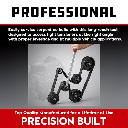 Image of Powerbuilt Serpentine Belt Tool Set, Remove and Install Car Vehicle Serpentine Belts, for Spring-Loaded, Accessories and Storage Case Included - 648629,Silver