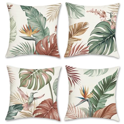 Bonhause Fundas Cojines Hojas Tropicales