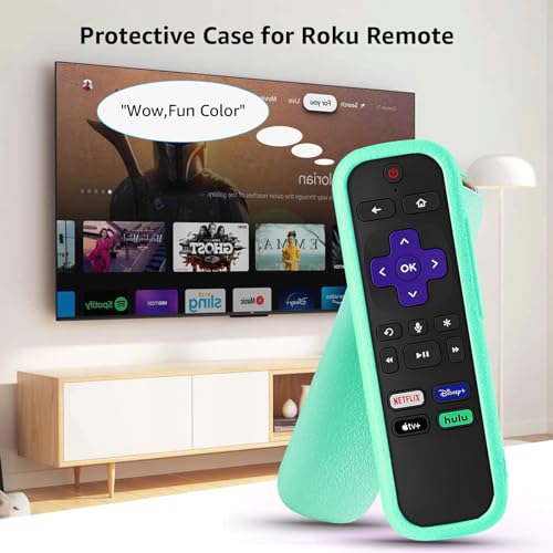 Image of 4 Pack Remote Cover for Roku, Case for Hisense /TCL Roku TV Steaming Stick /Express Universal Replacement Controller Silicone Sleeve Skin Glow in the Dark Orange White Light Green Blue with Lanyards