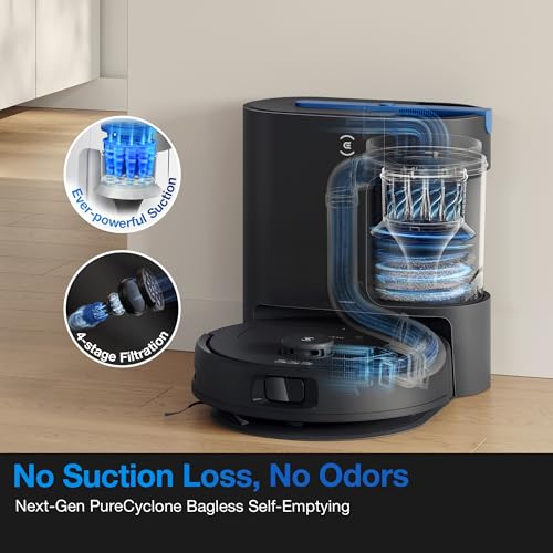 ECOVACS DEEBOT N20e Plus Robot Vacuum and Mop, 10000Pa Strong Suction, Self-Emptying Bagless Base, Tangle-Free Roller for Pet Hair, Smart Mapping, 300 Min Runtime, Alexa Compatible - Image 3