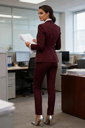 3 Pieces Womens Pant Suit Single Breasted Business Suits for Work