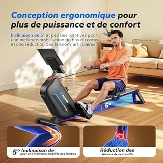 MERACH Rameur d'appartement, Rameur Magnétique Silencieux, Rails Améliorés et Allongés de 130 cm pour Une Plus Grande liberté de Mouvement, équipé d'une Application Exclusive (R15B2)