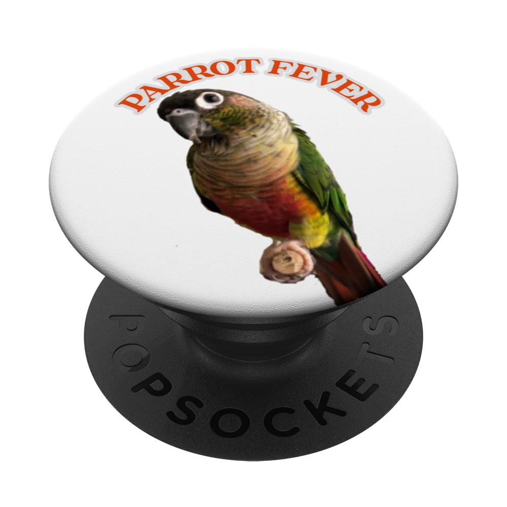 Parrot Fever Green Cheek Conure Bird, Graphic design PopSockets Swappable PopGrip, Black