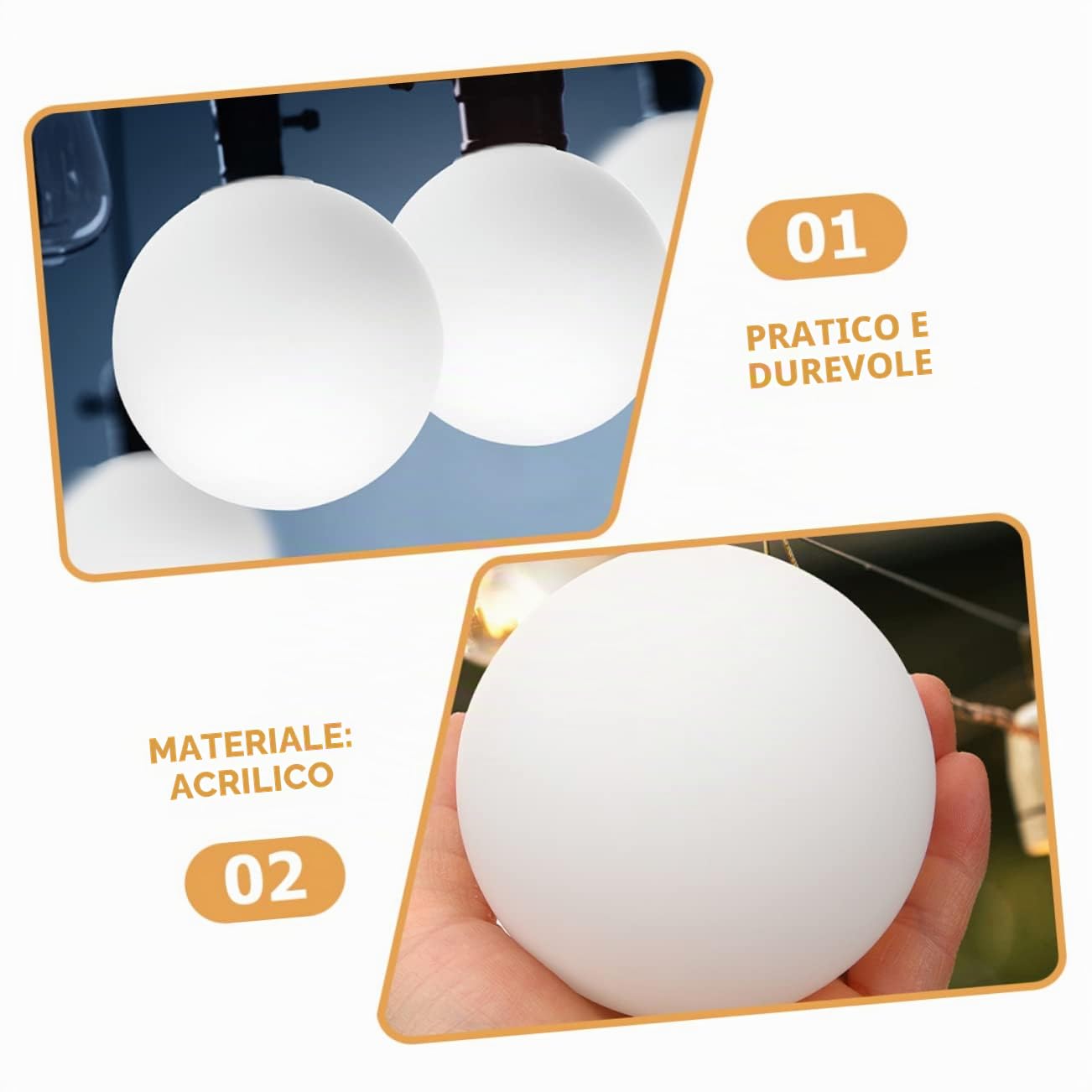 Uonlytech 3pezzi Paralume Globale Acrilico Per Lampade Da Parete E Posto Copertura Lampada Sfera Per Giardino E Patio Con Attacco Sostituzione Pratica E Decorativa