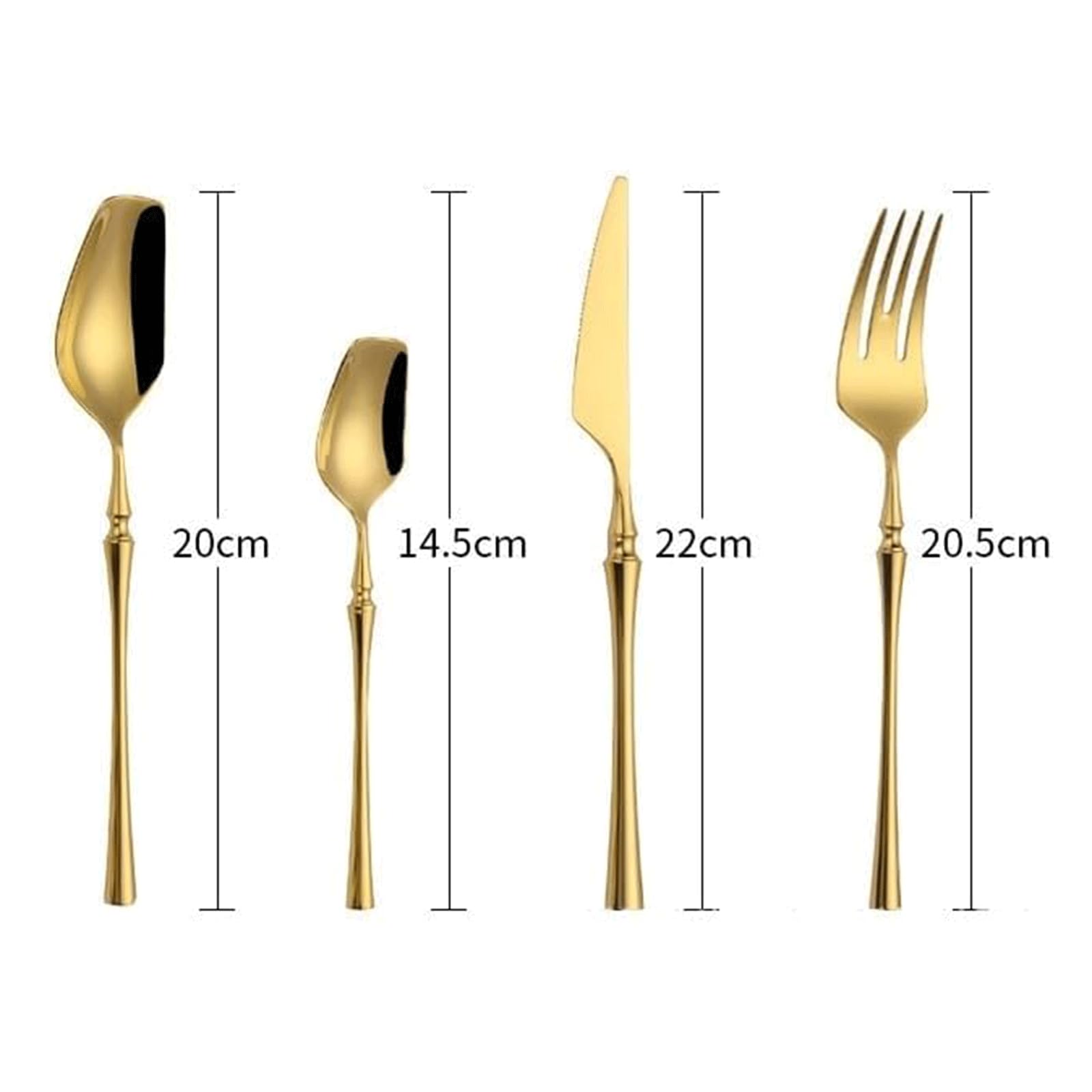 Fourchettes à dîner Ensemble de Couverts polis Miroir 4 pièces Couteau Fourchette cuillère Ensemble d'argenterie réutilisable 304 Ensemble de Vaisselle en Acier Inoxydable