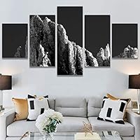 SIGNWIN 5 Panel Canvas Wall Art Monochromatic Mountains for Home Decorations Ready to Hang - 60