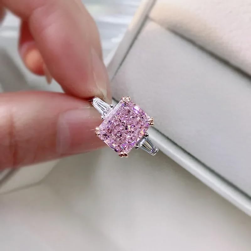 Pink Diamond Ring | Pink Diamond Rings for Women |2 Carat Radiant Cut Created Pink Diamond Engagement Ring| Genuine 925 Silver Non Tarnish 14k White Gold Over4