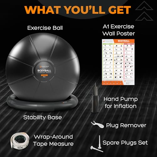 MANTRA SPORTS Cadeira de exercício resistente para escritório com base e acessórios - Bola de estabi