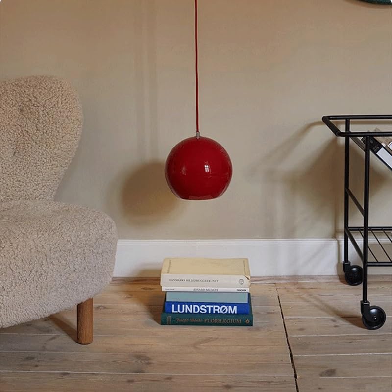 Lampe suspendue LED rouge ronde style nordique pour salon et bureau - 2